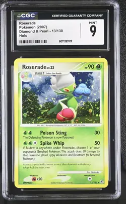 CGC 9 MINT Roserade 2007 Diamond & Pearl 13/130 Holo SWIRL Pokemon Card - Image 1
