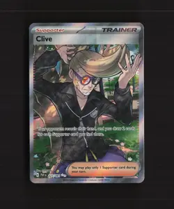 Clive 227/091 Paldean Fates Full Art Ultra Rare Holo Pokemon Card NM - Image 1
