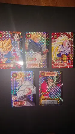 Dragon Ball GT Carddass Prism Card Set of 5 Goku Pan Trunks Gohan Used - Image 1