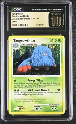 CGC 10 PRISTINE Tangrowth 2008 Great Encounters 10/106 Holo Pokemon Card - Image 1