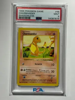 Pokemon Base Set Shadowless Charmander #46 PSA 9 Mint - Image 1