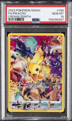 2023 POKEMON SWORD & SHIELD CROWN ZENITH #160 FULL ART/PIKACHU PSA 10 - Image 1