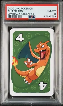 PSA 8 CHARIZARD 2020 POKEMON UNO JAPANESE GREEN-4 GRADED NM-MT FIRE DRAGON TPHLC - Image 1