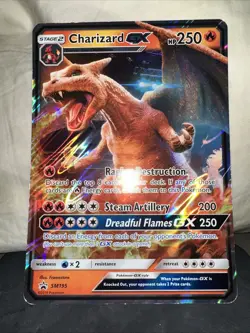 Pokemon Card Charizard GX SM195 Detective Pikachu Black Star Promo JUMBO L/Play - Image 1