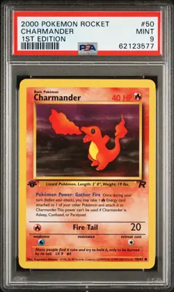 2000 POKEMON ROCKET 1ST ED #50 CHARMANDER PSA 9 - Image 1