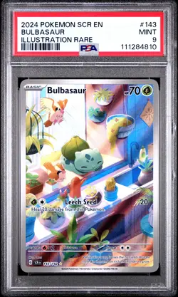2024 POKEMON SCR EN-STELLAR CROWN ILLUSTRATION RARE #143 BULBASAUR PSA 9 - Image 1