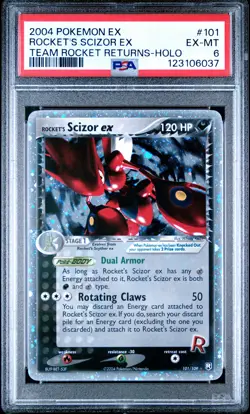 2004 POKEMON EX TEAM ROCKET RETURNS #101 ROCKET'S SCIZOR EX-HOLO PSA 6 - Image 1