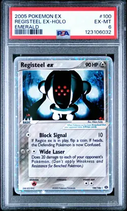 2005 POKEMON EX EMERALD #100 REGISTEEL EX-HOLO PSA 6 - Image 1