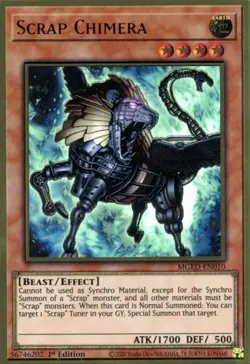 Yugioh! MP Scrap Chimera - MGED-EN010 - Premium Gold Rare - 1st Edition Moderate - Image 1