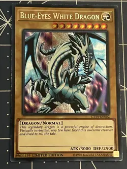 Yu-Gi-Oh Blue-Eyes White Dragon Limited Edition Card CT14-EN002 LP-MP - Image 1