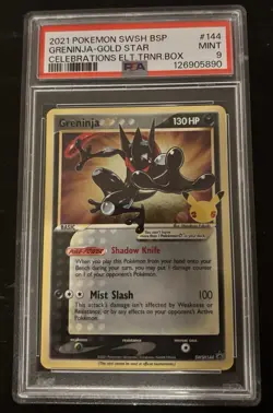 Pokemon Gold Star Greninja SWSH144 Holo PSA 9 Celebrations Promo Card English - Image 1