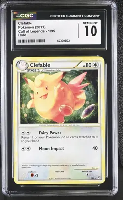 CGC 10 GEM MINT Clefable 2011 Call of Legends 1/95 Holo Pokemon Card - Image 1