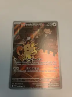 Team Rockets Meowth 203/182 SV10 Destined Rivals Illustrated Card Mint Condition - Image 1