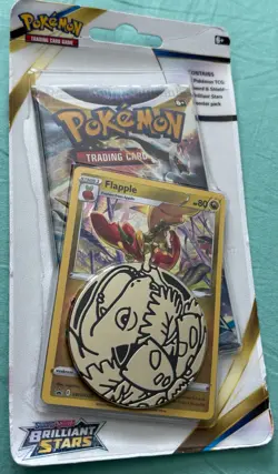 POKEMON TCG SWORD & SHIELD BRILLIANT STARS PACK, FLAPPLE PROMO CARD, COIN - Image 1