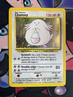 Chansey 3/102 Pokemon Base Set Unlimited Holo Rare Card WOTC LP Lightly Played - Image 1