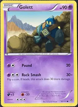 Golett 42/111 XY - Furious Fists Regular - Pokemon Card - Image 1