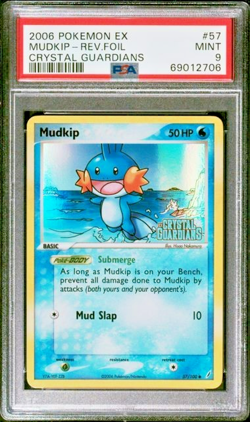 Pokemon Card Mudkip Reverse Foil 057/100 EX Crystal Guardians ENG Stamped PSA 9 - Image 1