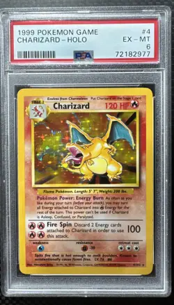 1999 Pokemon Game Charizard Holo Card #4, PSA 6 Ex -Mint. VINTAGE - Image 2