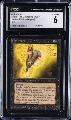 1993 MAGIC: THE GATHERING LIMITED EDITION (ALPHA) RARE NIGHTMARE CGC 6 - Image 1