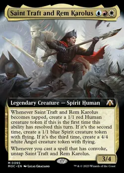 x1 Saint Traft and Rem Karolus - Foil - Extended Art M MTG Commander: March of t - Image 1