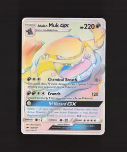 Alolan Muk GX 157/147 Burning Shadows Rainbow Secret Rare Pokemon Card LP - Image 1