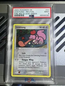 🔥🌀SWIRL🌀🔥2004 POKEMON FIRE RED & LEAF GREEN LICKITUNG #37 REVERSE FOIL PSA 9 - Image 1