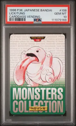 1996 POKEMON JPN BANDAI CARDDASS VENDING #108 LICKITUNG PSA 10 - Image 1