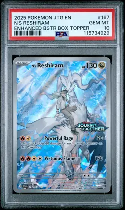 2025 POKEMON JTG EN-JOURNEY TOGETHER #167 N'S RESHIRAM PSA 10 - Image 1