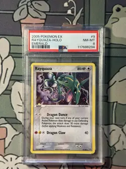 2005 POKEMON EX EMERALD #9 RAYQUAZA-HOLO PSA 8 - Image 1