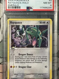 2005 POKEMON EX EMERALD #9 RAYQUAZA-HOLO PSA 8 - Image 2