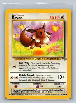 1999 Pokemon TCG Wizards of the Coast Jungle Eevee #51 Unlimited - Image 1