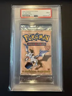 1999 POKEMON FOSSIL 1ST EDITION AERODACTYL ART SEALED BOOSTER PACK PSA 9 - Image 1