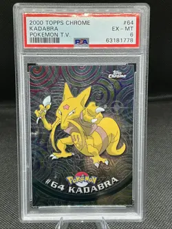 Topps Chrome Kadabra #64 Pokemon 2000, PSA 6 EX-MT - Image 1