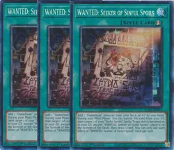 Yu-Gi-Oh! 3x WANTED: Seeker of Sinful Spoils RA03-EN074 Collector Rare Playset - Image 1