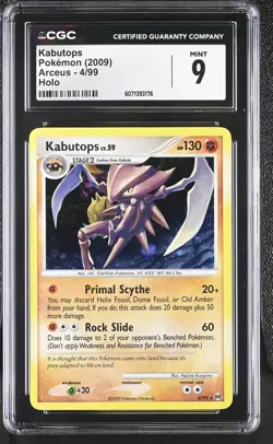 CGC 9 MINT Kabutops 2009 Arceus 4/99 Holo Pokemon Card - Image 1