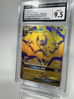 CGC 9.5 Lunala GX Gold 2019 Full Art Black Star Promo SM103a Pokemon Card - Image 2