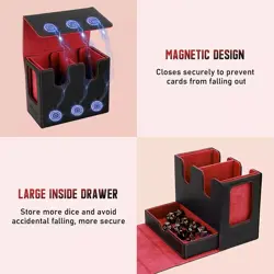 260+ Magnetic PU Leather Card Deck Card Storage Box With Dice Drawer Games Card - Image 3