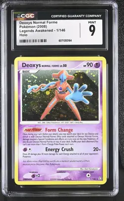 CGC 9 MINT Deoxys Normal Forme 2008 Legends Awakened 1/146 Holo Pokemon Card - Image 1