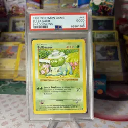 PSA 2 VG LOW POP 28 👀1999 WOTC POKEMON BASE SET SHADOWLESS BULBASAUR 44/102 - Image 1