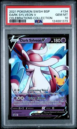 2021 POKEMON SWSH BLACK STAR PROMO CELEBRATIONS COLL #134 DARK SYLVEON V PSA 10 - Image 1