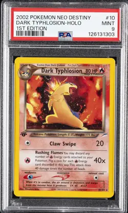 2002 POKEMON NEO DESTINY 1ST ED #10 DARK TYPHLOSION-HOLO PSA 9 - Image 1