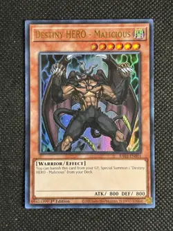 YuGiOh! Destiny HERO - Malicious RA03-EN001 Ultra Rare 1st Edition Near Mint - Image 1