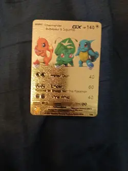 Charmander Bulbasaur & Squirtle GX - Gold Foil Pokemon Card Fan Art Card - Image 1