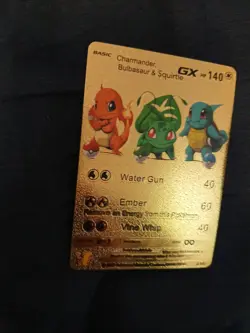 Charmander Bulbasaur & Squirtle GX - Gold Foil Pokemon Card Fan Art Card - Image 3