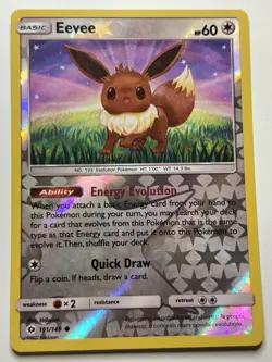 Eevee 101/149 Common SM Base Set Reverse Holo Pokemon Card - Image 1