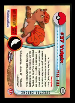 SPECTRA Vulpix #37 Topps Chrome 2000 Series 1 T.V Holo Pokemon Card TCG - Image 2