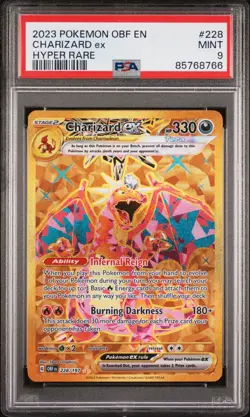 PSA 9 MINT Charizard ex Obsidian Flames Secret Holo Pokemon Card 228/197 - Image 1
