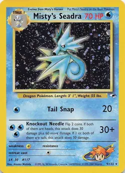 Pokemon TCG Misty's Seadra Prerelease Holo Card 9/132 Promo lp/nm - Image 1