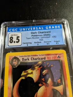 Dark Charizard 4/82 Team Rocket Pokemon Card 2000 CGC 8.5 With 2X 9 Subs NM - Image 2