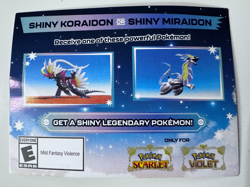 Pokemon Scarlet And Violet Serial Codes Shiny Koraidon or Miraidon UNSCRATCHED! - Image 1